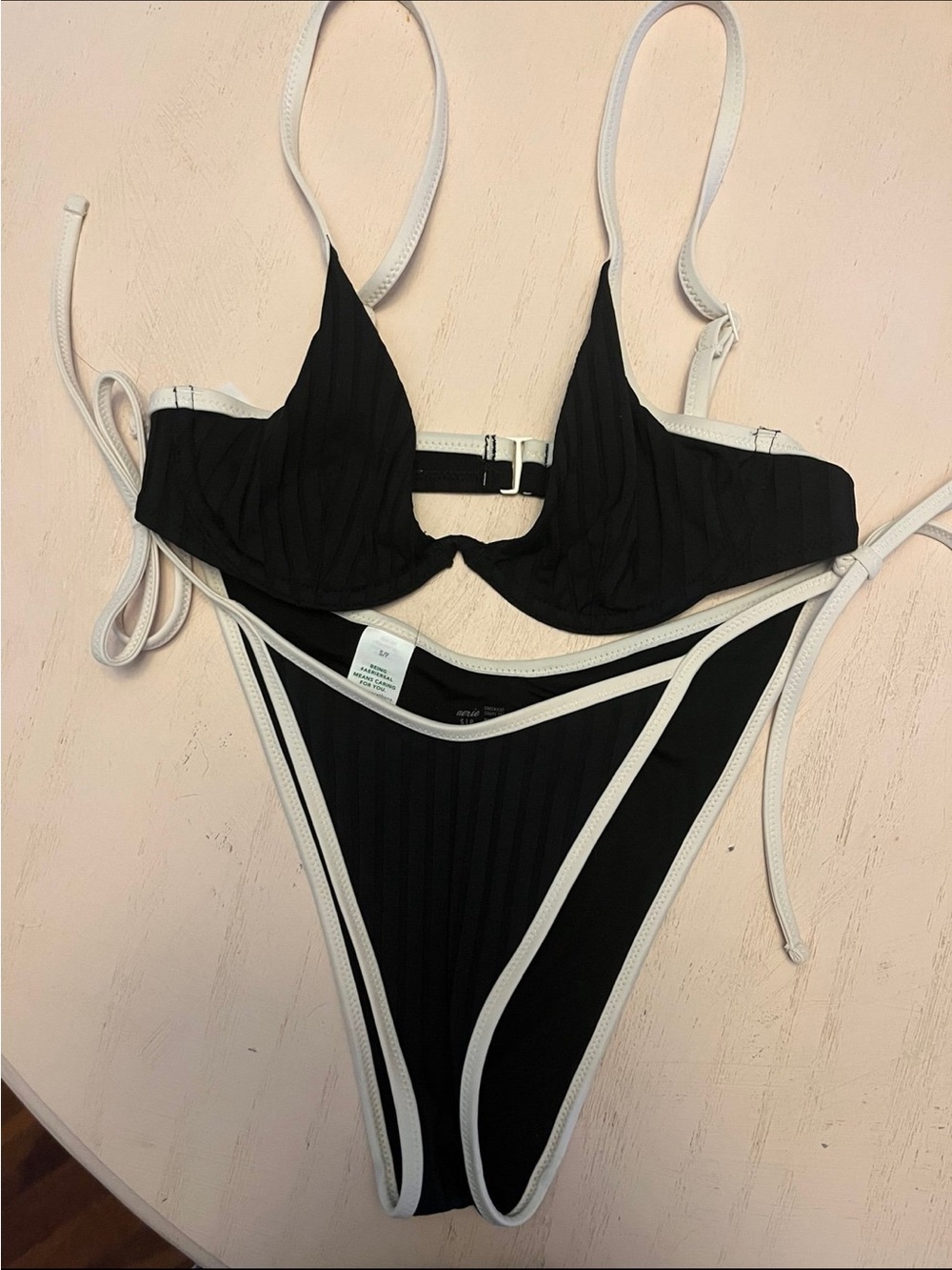 aerie Black Bikini with White Trim